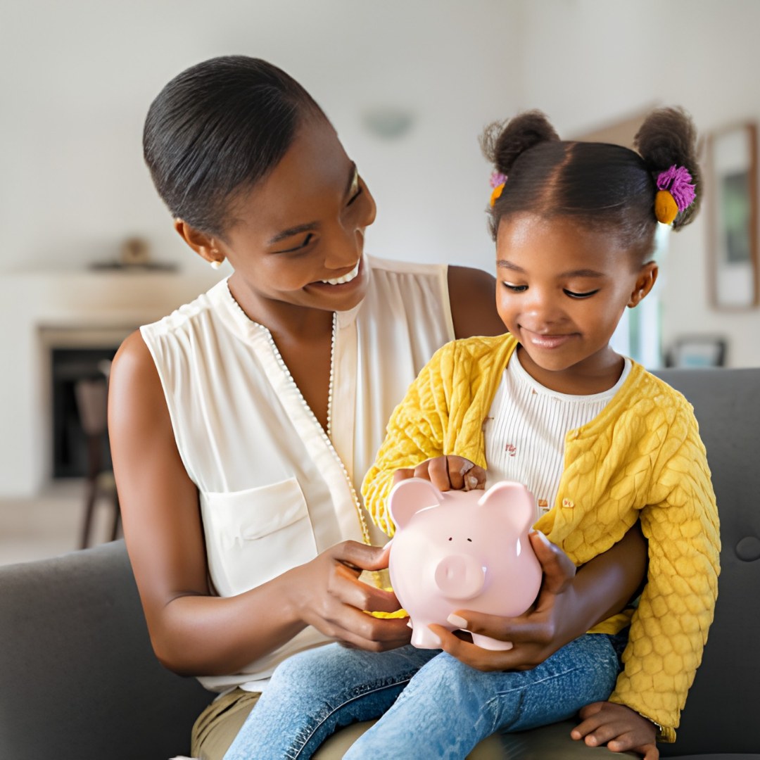 Mother and daughter building a savings habit together